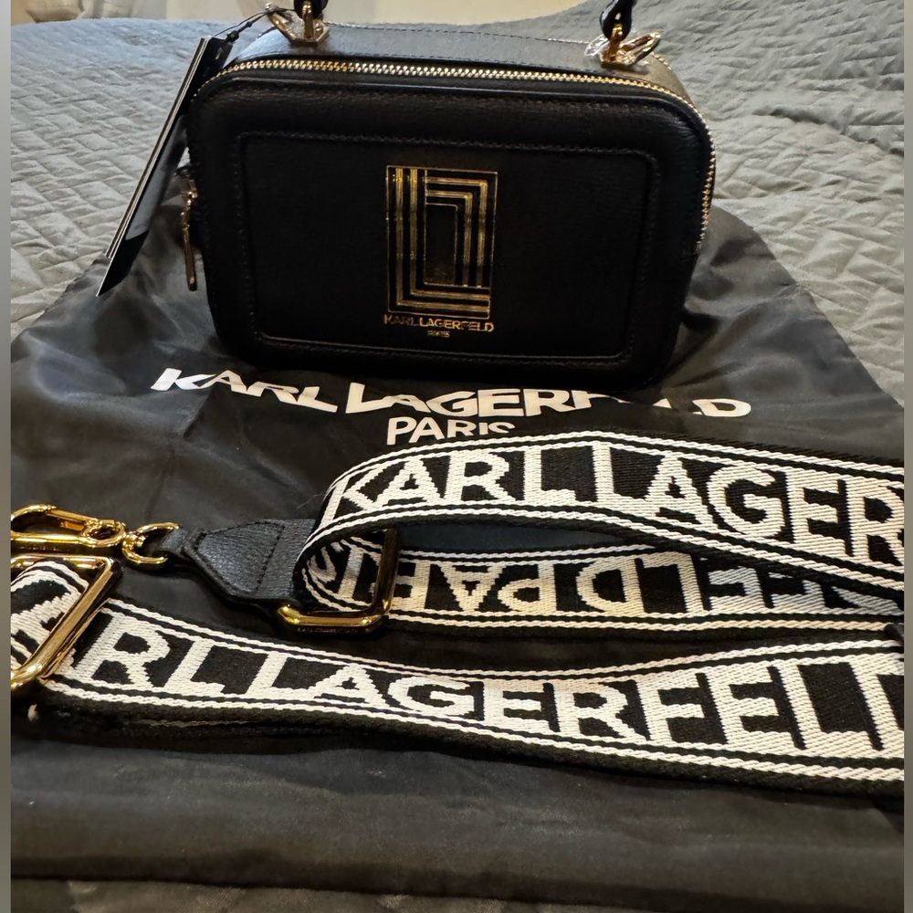 Karl Lagerfeld Black and Gold Handbag - Picture 4 of 6